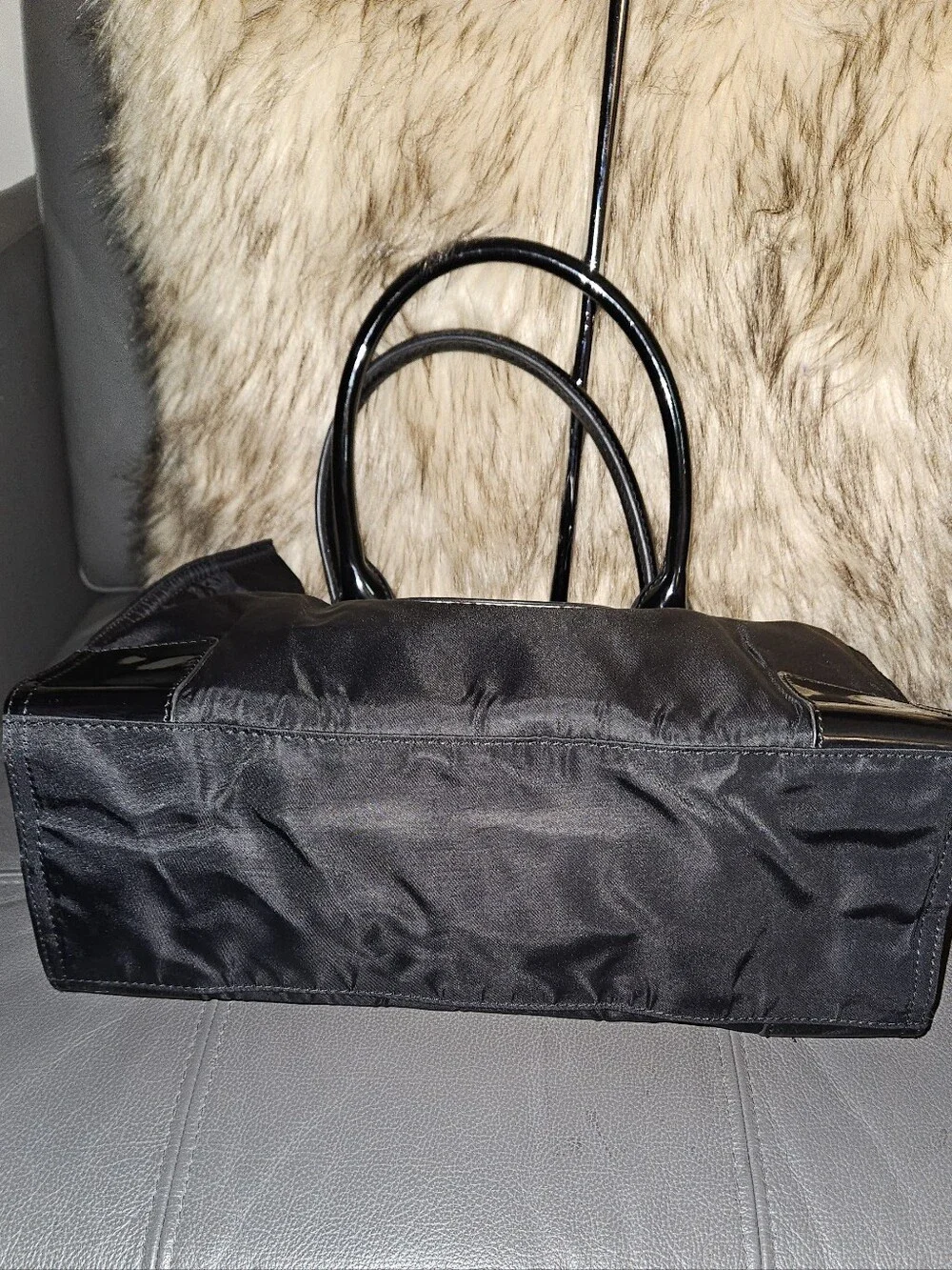 Tory Burch Black Nylon Tote with Patent Trim